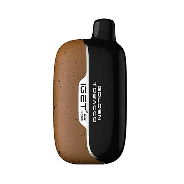 Close-up of an IGET pod vape device on a white background