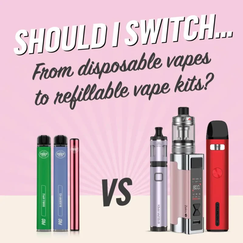 Refillable vape device with e-liquid bottles showcasing vaping customization and sustainability benefits